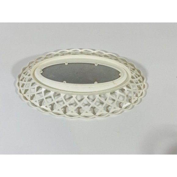 Vintage Plasmetl Basket White Plastic Aluminum Pierced Edge Retro Made In USA - Picture 3 of 7